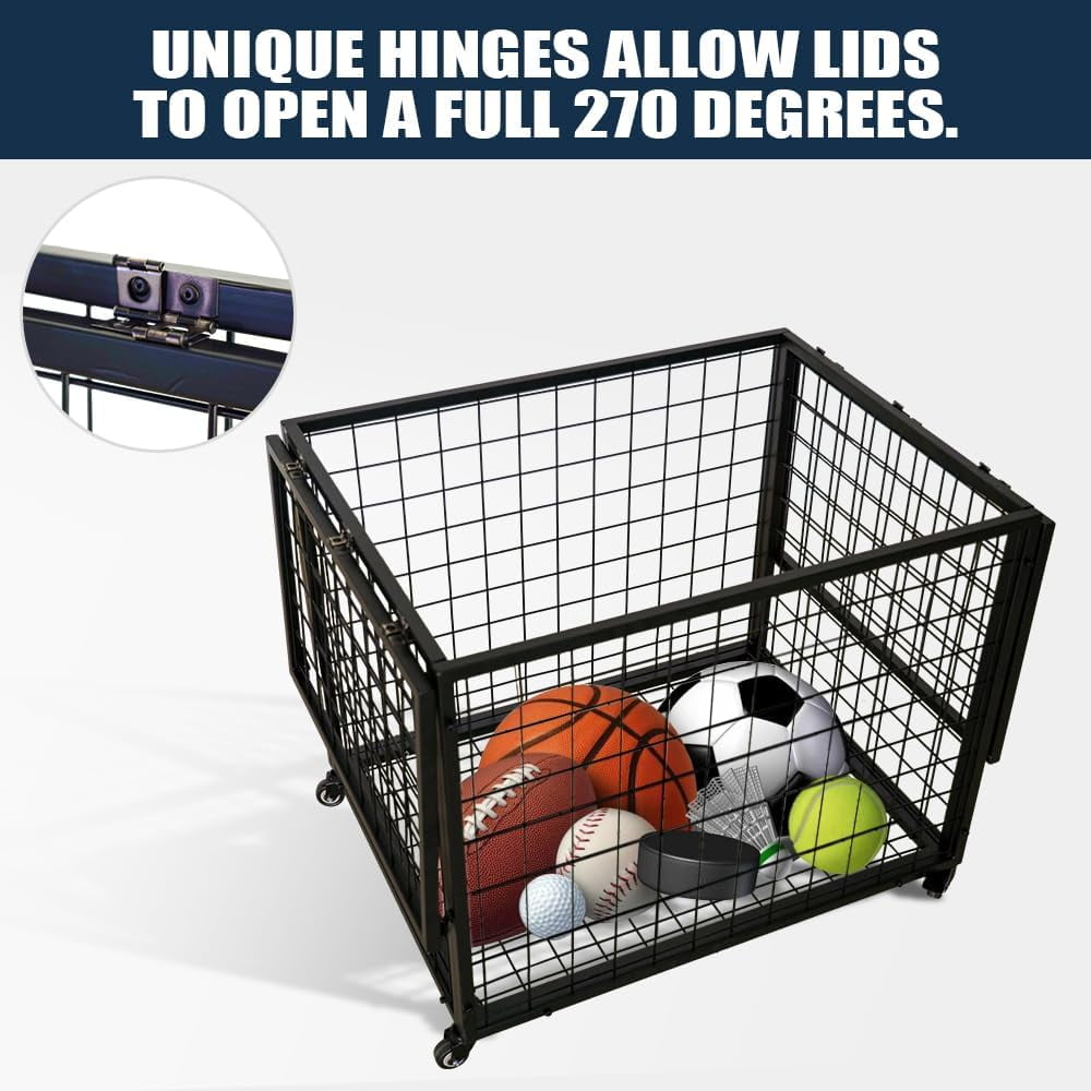Rolling Sport Ball Cart - Faltbarer Ballwagen Für Basketball Fußball Volleyball