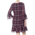 thumbnail image 2 of JESSICA HOWARD $89 Womens New 1150 Purple Plaid Pleated Bell Sleeve Dress 12 B+B, 2 of 2