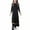 Black, variant on Odeerbi Muslim Dress For Girls 2025 Long Sleeve Long Dress V Neck Colorblock Dress for Teen Girls Black