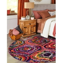 Unique Loom Estrella Collection Area Rug - Magnolia (8' Round Multi/Black)