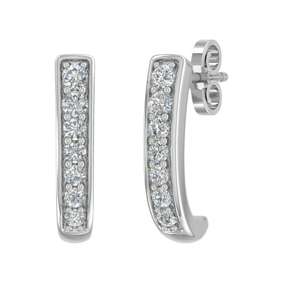 1/2 Carat Diamond Open Hoop Earrings in 14K White Gold (SI1-SI2 Clarity)