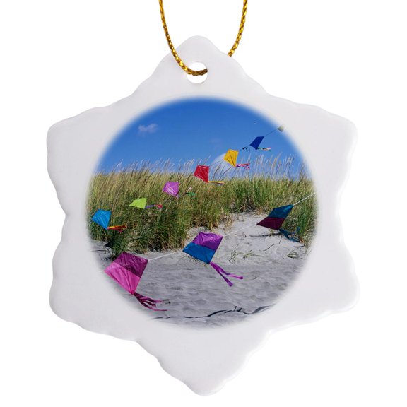 3drose, Washington, Long Beach, Kite Festival - Us48 Jme0388 - John and Lisa Merrill, 3 inch Snowflake Porcelain Ornament