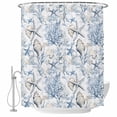 thumbnail image 2 of Blue Coastal Waterproof Fabric Shower Curtain,Ocean Coral Starfish Conch Sea Watercolor Waterproof Fabric Shower Curtain for Bathroom Curtains Bathtubs Shower Curtains with 12 Hooks Standard 60x72, 2 of 8