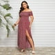 thumbnail image 3 of Vestido HUOGUO para mujer, talla grande, hombros descubiertos, estampado floral, 3 of 5