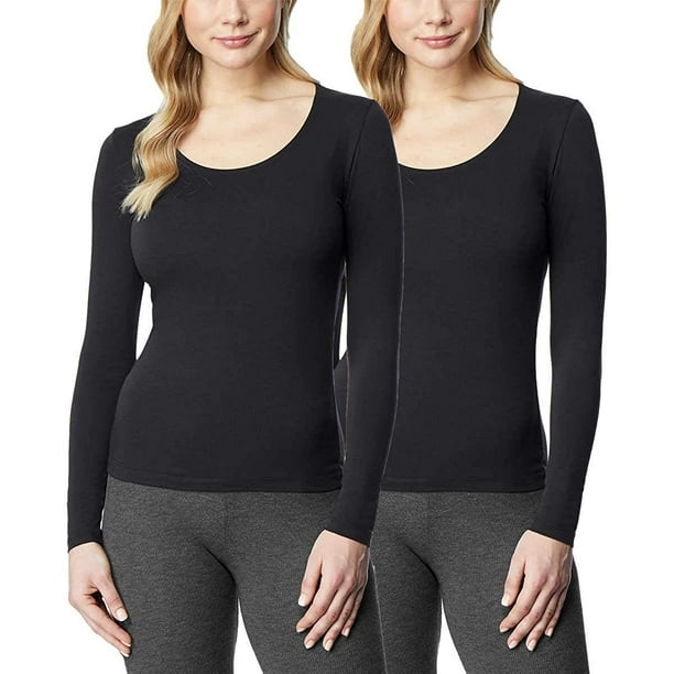 32 Degrees Heat Women's 2pk Long Sleeve Scoop Neck Base Layer Top  (Black,Medium) - Walmart.com