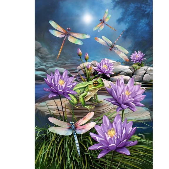Briarwood Lane Summer House Flag 40x28 For Outdoor Dragonflies and Frog For Summer House Flag