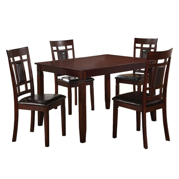 Wooden And Leather 5 Pieces Dining Set In Brown And Black