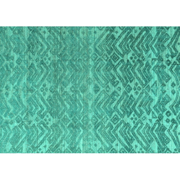 Ahgly Company Indoor Rectangle Abstract Turquoise Blue Modern Area Rugs, 2' x 4'