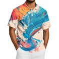 thumbnail image 2 of Tie Dye Polo Shirts for Men Henley Short Sleeve Cotton Linen Tees Causal Vacation Loose T Shirts, XL, 2 of 6