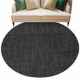 thumbnail image 2 of Black 6ft Round Rug, Farmhouse Burlap Solid Black Color Modern Linen Texture Non-Skid Rubber Backing Large Area Rugs - Living Room Bedroom Home Office, Indoor Floor Mat Carpets Washable Rug, 2 of 9
