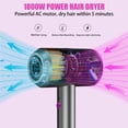 thumbnail image 2 of Secador de pelo iónico, secador profesional de 1800 W (con potente motor de CA), tecnología de iones negativos, 3 ajustes de calefacción/2 velocidades/frío, contiene 2 boquillas y 1 difusor, para rega, 2 of 5