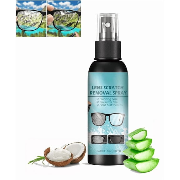 100ml Lens Scratch Removal Spray, Eyeglass Windshield Glass Repair Solution, Lens Scratch Remover,Glasses Cleaner Spray For Sunglasses Screen Cleaner Kits,New Glass Scratch Repair Liquid