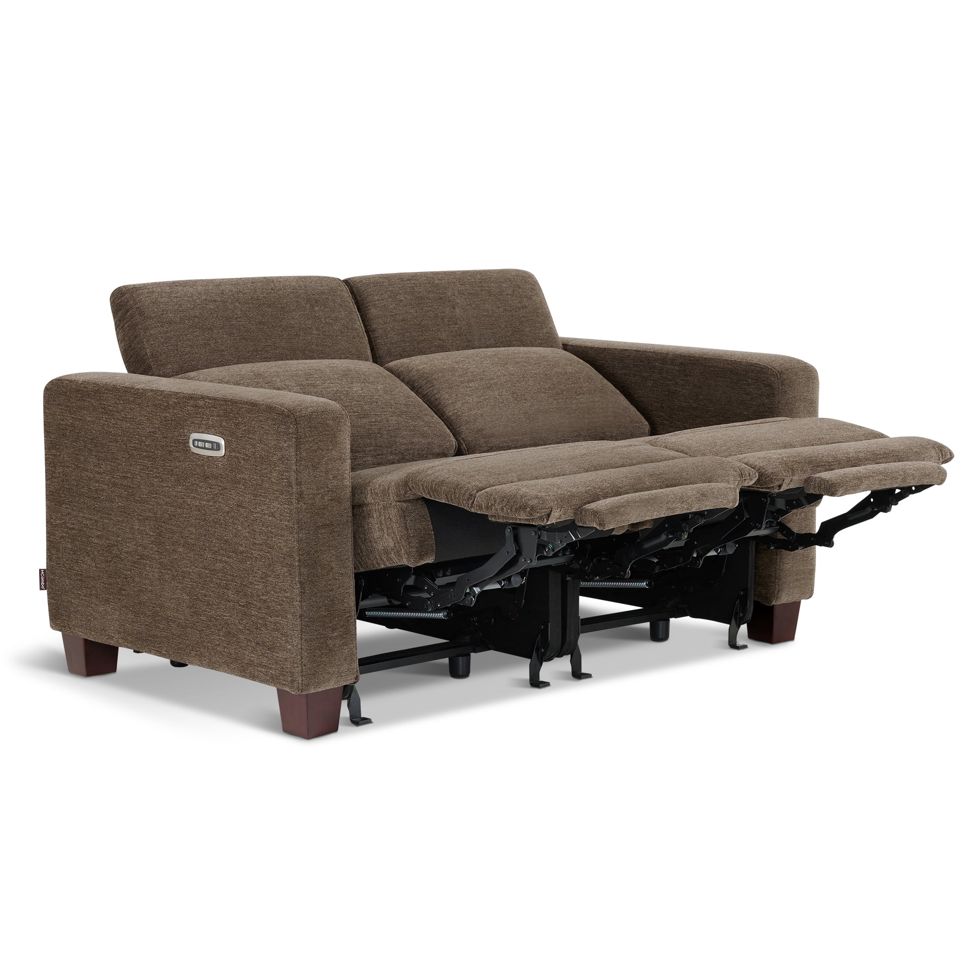 MCombo 62.2'' Wall Hugger Power Loveseat Recliner Sofa for Living Room, Office, Fabric, Coffee