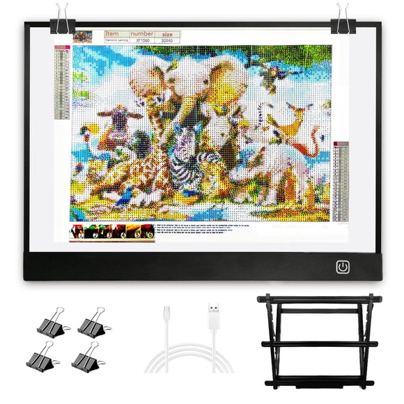 WELZK Diamond Painting Light Pad A3, with Large Metal Stand, L:47 × W:34.3 CM Large Diamond Painting Light Board, Dimmable Diamond Art Light Board
