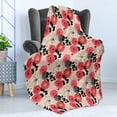 thumbnail image 4 of Floral Soft Flannel Fleece Blanket, Modern Abstract Big Circled Abstract Flowers Blossoms and Leaves Artwork Print, Cozy Plush for Indoor and Outdoor Use, 60" x 80", Pink and Black, by Ambesonne, 4 of 5