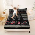 thumbnail image 3 of Manfei Retro Camo US Flag Queen Sheets, Patriotic Soldier Silhouette Queen Sheet Sets, Red, Black Reversible 4pcs (1 Flat Sheet, 1 Fitted Sheet and 2 Pillowcases), 3 of 6