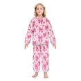 thumbnail image 2 of Fluffy Pajamas Set Fuzzy Winter Warm Pj Sets Pullover Tops and Long Pants Pink Cute Bows X-Small, 2 of 8