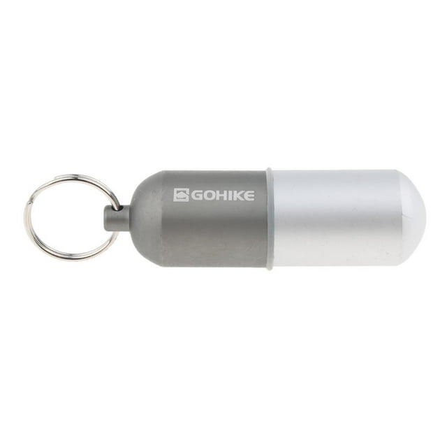 Botella de tableta a prueba de agua Caja De Píldoras Llavero Impermeable Sola Cámara Organizador De Píldora De Aluminio Para Viajes Al Camping Senderismo Playa Pesca Jo - Gris l,