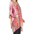 thumbnail image 4 of Sakkas Aymee Women's Caftan Poncho Cover up V neck Top Lace up With Rhinestone - ORM320-Multi - One Size, 4 of 5