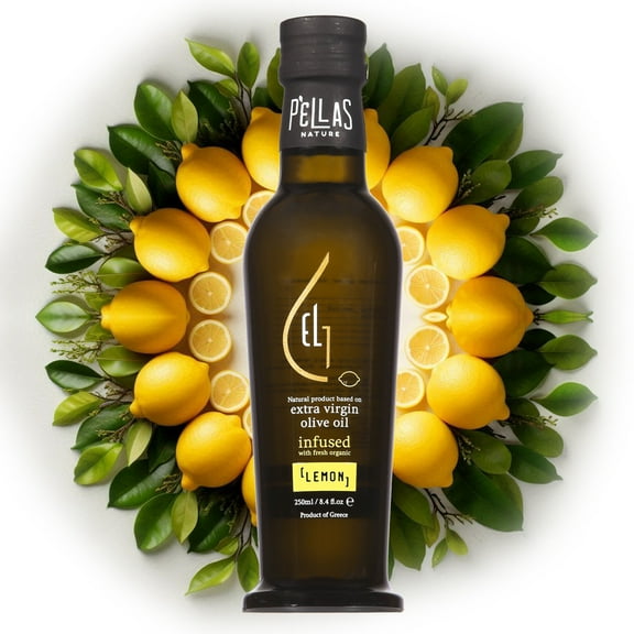 Pellas Nature Organic Lemon Infused Greek Extra Virgin Olive Oil, Gold Award Winner, 8.5 oz