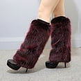 thumbnail image 4 of 1 Pair Plush Elastic Solid Color Thick Leg Warmers Autumn Winter Women Warm Faux Fur Boot Stockings, 4 of 9