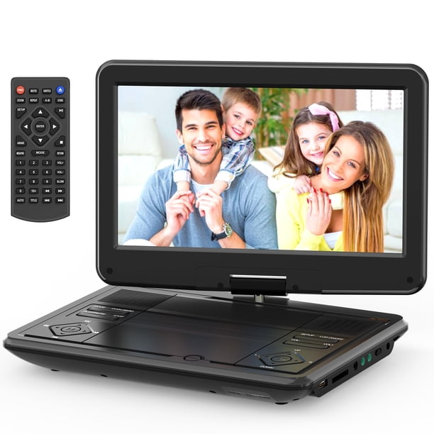 Reproductor de DVD portátil SQQBZZ de 12,5" con pantalla giratoria USB y SD