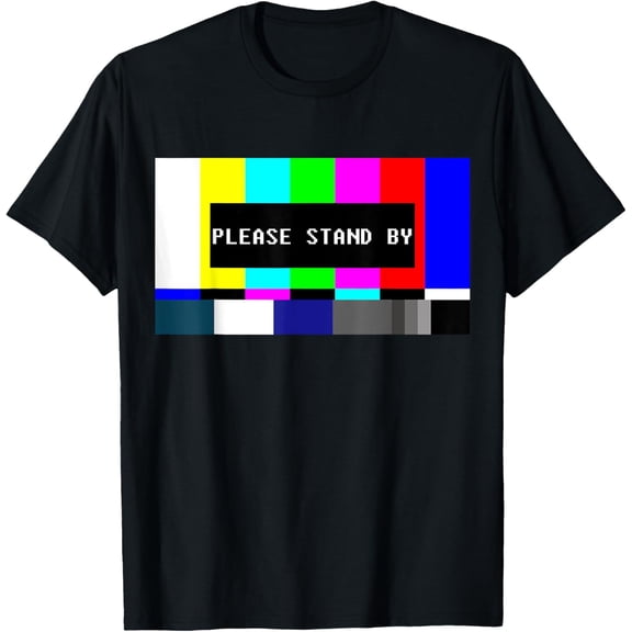Retro No Signal TV Test Pattern Vintage Television Bars Tee T-Shirt men and women can wear, black, white, gifts
