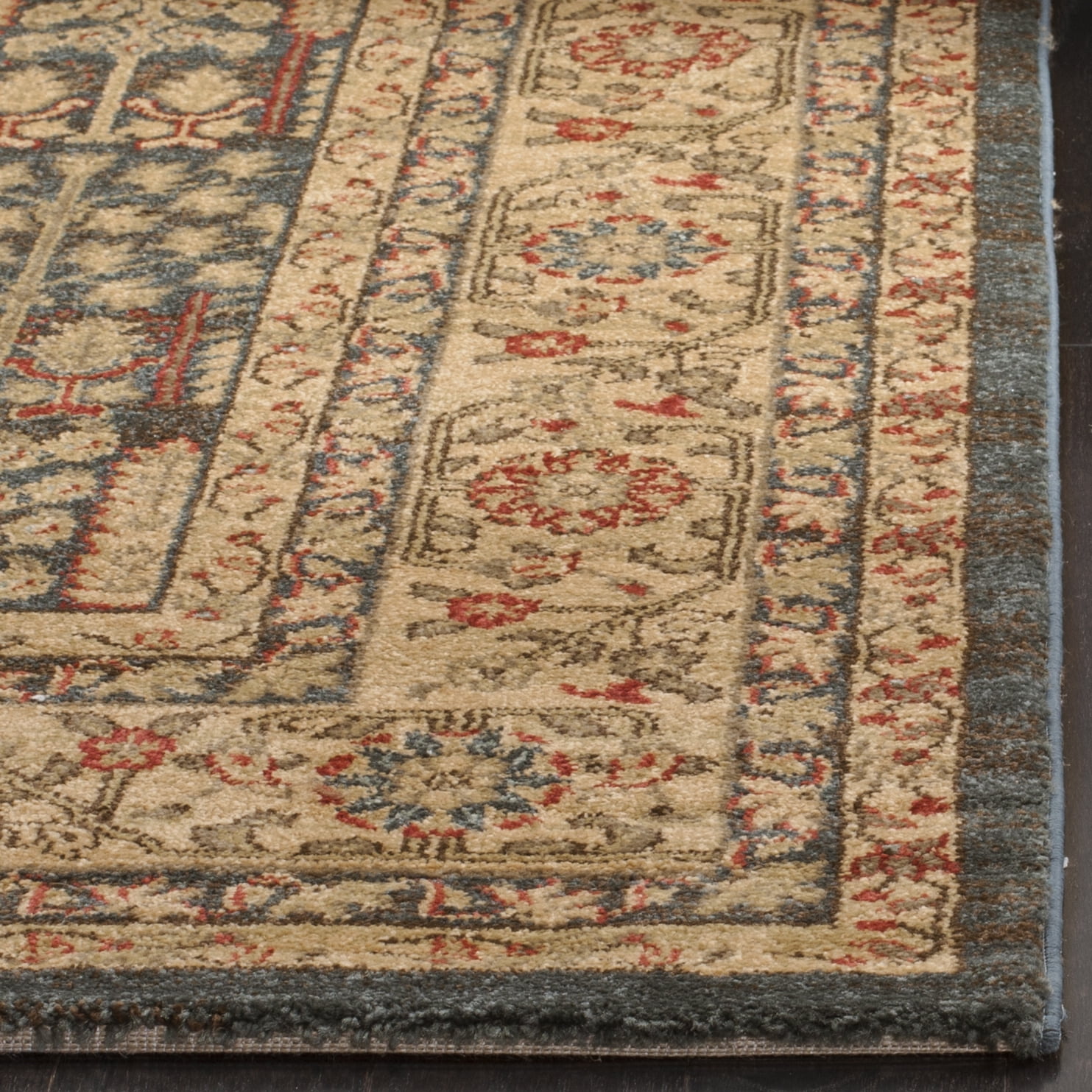 SAFAVIEH Mahal Phylliss Oriental Runner Rug, Navy/Natural, 2'2" x 16'