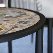 SEI Furniture Lorengo Outdoor Accent Table in Black with Multi-Color Tile