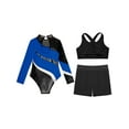 thumbnail image 4 of iiniim Girls 3 Piece Gymnastics Outfit Dance Bodysuit Dancewear Tank Ballet Unitards Royal Blue 12, 4 of 6