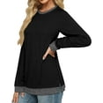 thumbnail image 3 of Fantaslook Sweatshirt for Women Long Sleeve Tunic Tops Color Block Crewneck Sweatshirts Side Split, 3 of 7