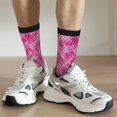 thumbnail image 6 of Uemuo shiny with pink heart Pattern Women's Crew Socks, Soft Durable Breathable Moisture-Wicking with Odor Control Cotton socks, 6 of 6