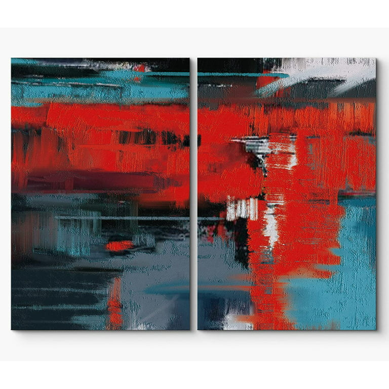 Red and Blue Abstract Canvas Art/modern Abstract Canvas/set of 3