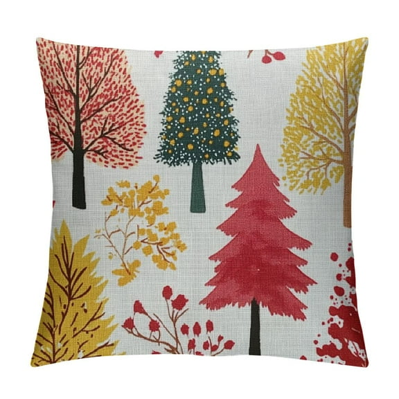 Patifu Christmas Pillow Covers Cute Colorful Christmas Tree Throw Pillows Winter Holiday Xmas Cushion Case Christmas Decorations for Home Sofa Couch Outdoor 18x18in