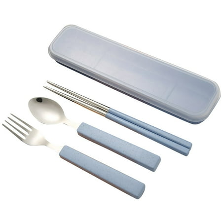 

Yotyukeb Fork Cutlery Steel Chopsticks Travel Box Tableware Spoon 3pcs/set Stainless Kitchen，Dining & Bar Blue