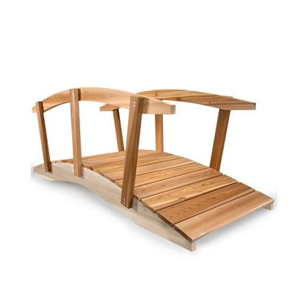 All Things Cedar Wood Garden Bridge-Size:8-ft with Side Rails