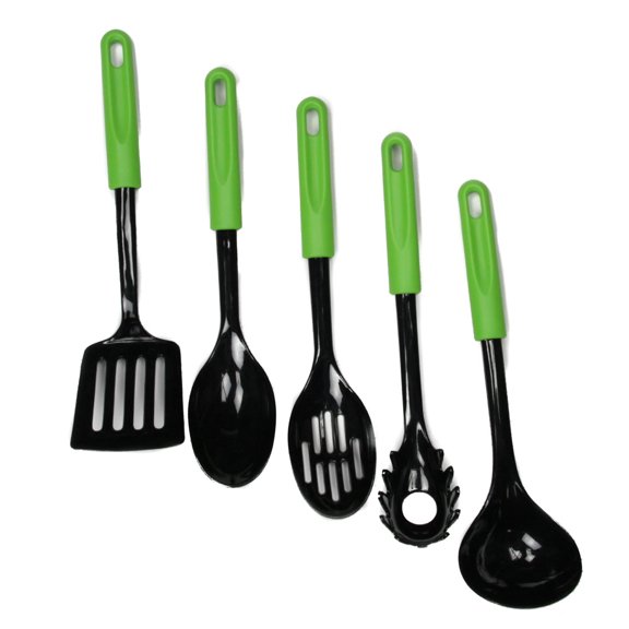 Chef Craft Basic Nylon Kitchen Tool and Utensil Set, 5 Piece Set, Bright Green