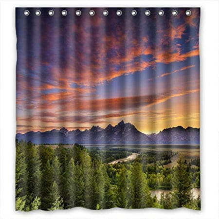 GreenDecor Best Home Waterpoof Nature Scene Waterproof Shower Curtain Set with Hooks Bathroom Accessories Size 66x72 (Best Scenes Of Nature)