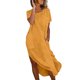 thumbnail image 1 of Vestido de Verano Casual de Mujer, Mezcla de Lino Cuello Redondo sin Mangas Botón Cambio Delantero, 1 of 9