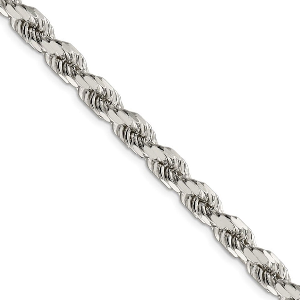 Men's 7mm Sterling Silver D/C 8 Sided Solid Rope Chain Necklace, 20in ...