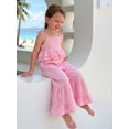 thumbnail image 4 of Loicainy Toddler Kids Girls Strappy Top Flare Pants Clothes Set 6 12 18 24 Months 2T 3T 4T 5T Tie-up Sleeveless Camisole with Pants Solid Summer Outfit, 4 of 9