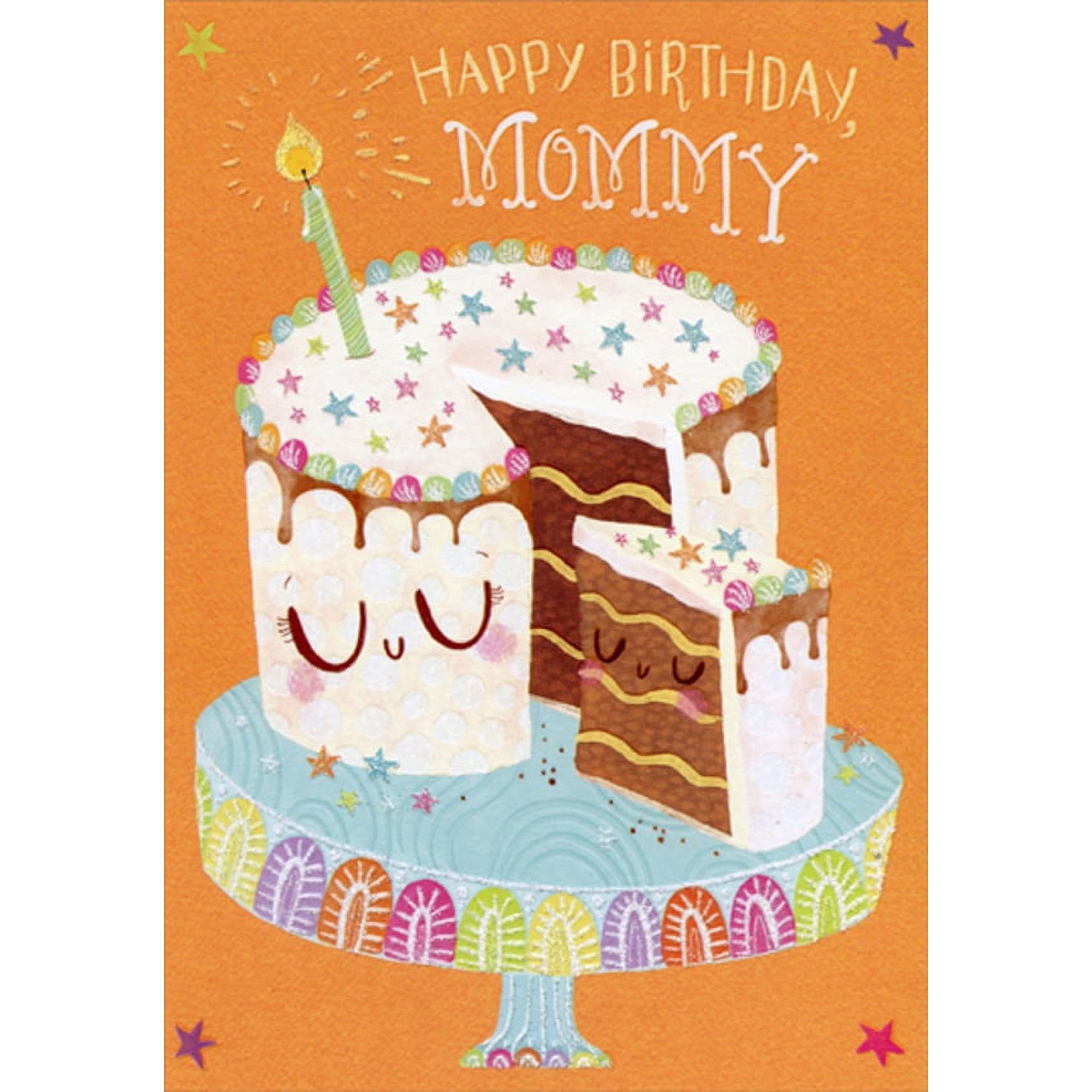 Designer Greetings Slice of Cake Near Cake Birthday Card for Mommy