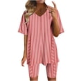 thumbnail image 1 of Blusas para las Mujeres Casual Impreso Cuello en V Manga Corta Blusa Pantalones Cortos, Conjuntos de Ropa para las Mujeres, 1 of 5