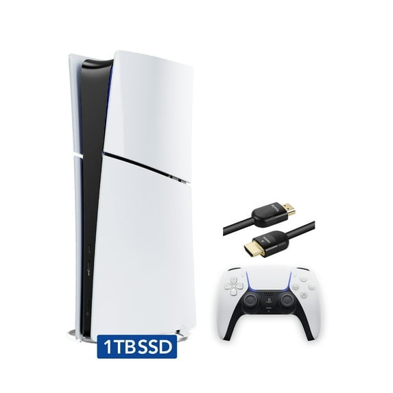 Restored PlayStation 5 Slim Digital with 1TB SSD Storage, Wireless Dualsense Controller - PS5 Gaming System, White (Refurbished)