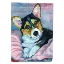 Carolines Treasures 7301GF Corgi Puppy with pink blanket Garden Flag Garden Size multicolor