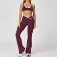 thumbnail image 2 of KHONTS Women 2 Piece Workout Yoga Sets Color Block Sports Bra High Waist Flared Leggings Gym Yoga Pilates Outfits XL, 2 of 4
