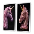 thumbnail image 3 of Designart "Pink Glam Unicorn with Gold Horn I" Fantasy Unicorn Framed Wall Art Set Of 2 - Children's Art Pink Frame Gallery Set For Office Decor, 3 of 6