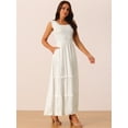 thumbnail image 2 of DARING DIVA Scoop Neck Ruffle Tiered Maxi Dress S White, 2 of 4