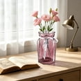 thumbnail image 1 of Jarrón de cristal transparente con decoración de cinta – Jarrón decorativo de color para plantas hidropónicas, flores secas o frescas – Centro de mesa para el hogar, ideal para la sala de esta, 1 of 6