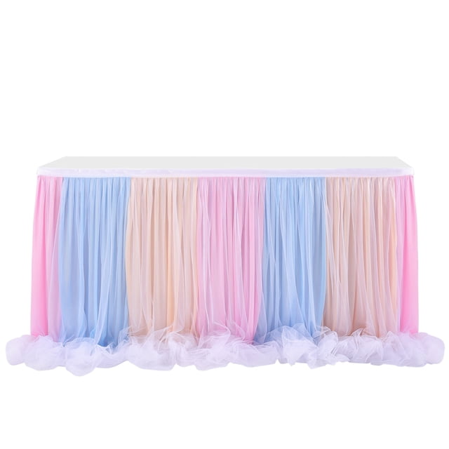 Falda de mesa Fiesta en casa Gasa Mantel Envoltura Gasa Piso Largo yeacher falda de mesa